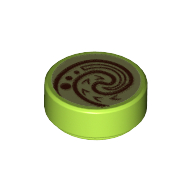 Visuel indicatif Rebrickable de Tuile ronde 1 x 1 avec motif imprimé pounamu pierre (Tile Round 1 x 1 with Pounamu Stone Print)