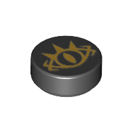 Visuel indicatif Rebrickable de Tuile ronde 1 x 1 avec or nacré mauvais œil motif imprimé (Tile Round 1 x 1 with Pearl Gold Evil Eye Print)