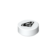 Tuile ronde 1 x 1 avec logo Superman noir (Tile Round 1 x 1 with Black Superman Logo)