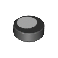 Visuel indicatif Rebrickable de Tuile ronde 1 x 1 avec motif imprimé cercle blanc (Tile Round 1 x 1 with White Circle Print)
