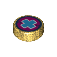 Visuel indicatif Rebrickable de Tuile ronde 1 x 1 avec motif imprimé Croix Bleue (Tile Round 1 x 1 with Blue Cross Print)