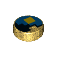 Visuel indicatif Rebrickable de Tuile ronde 1 x 1 avec motif imprimé Minecraft bleu, jaune et noir (Tile Round 1 x 1 with Blue, Yellow and Black Minecraft Print)