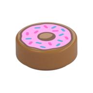 Visuel indicatif Rebrickable de Tuile ronde 1 x 1 avec motif imprimé beignet rose (Tile Round 1 x 1 with Pink Donut Print)