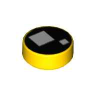 Visuel indicatif Rebrickable de Tuile ronde 1 x 1 avec cercle noir complet avec 2 carrés blancs (yeux de briqueheadz) motif imprimé (Tile Round 1 x 1 with Full Black Circle with 2 White Squares (Brickheadz Eyes) Print)