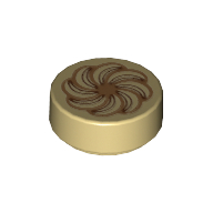 Visuel indicatif Rebrickable de Tuile ronde 1 x 1 avec motif imprimé pâtisserie (Tile Round 1 x 1 with Pastry Print)