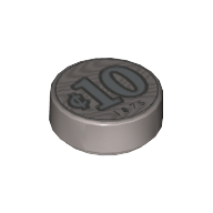 Visuel indicatif Rebrickable de Tuile ronde 1 x 1 avec pièce d'argent avec motif imprimé '10' et '1875' (Tile Round 1 x 1 with Silver Coin with '10' and '1875' Print)