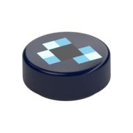 Visuel indicatif Rebrickable de Tuile ronde 1 x 1 avec carrés bleus, motif imprimé Eyeil d'Ender pixelisé (Tile Round 1 x 1 with Blue Squares, Pixelated Eye of Ender Print)