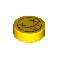 Visuel indicatif Rebrickable de Tuile ronde 1 x 1 avec visage smiley, x yeux motif imprimé (Tile Round 1 x 1 with Smilie Face, X Eyes Print)