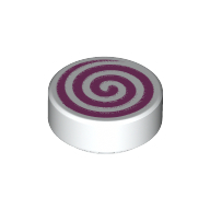 Visuel indicatif Rebrickable de Tuile ronde 1 x 1 avec motif imprimé tourbillon magenta (Tile Round 1 x 1 with Magenta Swirl Print)