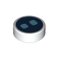 Tuile ronde 1 x 1 avec cercle noir et 2 cercles bleus moyens motif imprimé (Tile Round 1 x 1 with Black Circle and 2 Medium Blue Circles Print)