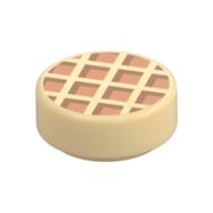 Visuel indicatif Rebrickable de Tuile ronde 1 x 1 avec Gaufre, Motif imprimé Orange Foncé (Tile Round 1 x 1 with Waffle, Dark Orange Edges Print)