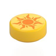 Visuel indicatif Rebrickable de Tuile ronde 1 x 1 avec motif imprimé Orange Sun (Tile Round 1 x 1 with Orange Sun Print)