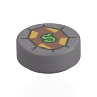 Visuel indicatif Rebrickable de Tuile ronde 1 x 1 avec nougat diamant/joaillerie, motif imprimé vert citron 'S' (Tile Round 1 x 1 with Nougat Diamond/Jewel, Lime 'S' Print)