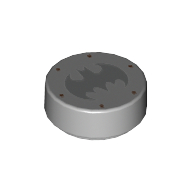 Visuel indicatif Rebrickable de Tuile ronde 1 x 1 avec Logo Batman Gris Foncé, 6 Rivets Marron Rouge imprimé (Tile Round 1 x 1 with Dark Bluish Grey Batman Logo, 6 Reddish Brown Rivets Print)