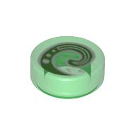 Visuel indicatif Rebrickable de Tuile ronde 1 x 1 avec Vaiana koru symbole motif imprimé (Tile Round 1 x 1 with Moana Koru Symbol Print)