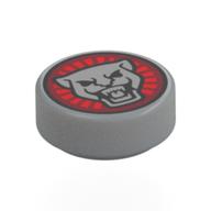 Visuel indicatif Rebrickable de Tuile ronde 1 x 1 avec tigre argenté sur fond rouge motif imprimé (Tile Round 1 x 1 with Silver Tiger on Red Background Print)