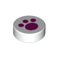 Visuel indicatif Rebrickable de Tuile ronde 1 x 1 avec motif imprimé Patte rose foncé (Tile Round 1 x 1 with Dark Pink Paw Print)
