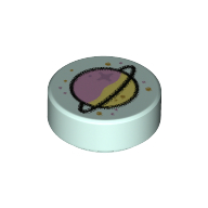 Visuel indicatif Rebrickable de Tuile ronde 1 x 1 avec Planète, Motif imprimé Anneaux (Tile Round 1 x 1 with Planet, Rings Print)