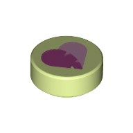Visuel indicatif Rebrickable de Tuile ronde 1 x 1 avec motif imprimé cœur rose clair / rose foncé (Tile Round 1 x 1 with Bright Pink / Dark Pink Heart Print)