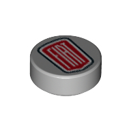 Visuel indicatif Rebrickable de Tuile ronde 1 x 1 avec logo blanc 'FIAT' sur le champ rouge, bordure noire (Tile Round 1 x 1 with White 'FIAT' Logo on Red Field, Black Border)