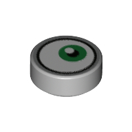 Tuile ronde 1 x 1 avec motif imprimé œil vert (Tile Round 1 x 1 with Green Eye Print)