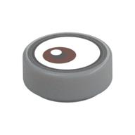 Tuile ronde 1 x 1 avec œil brun rougeâtre à droite (point blanc sur le dessus) motif imprimé (Tile Round 1 x 1 with Reddish Brown Eye Looking Right (White Dot on Top) Print)