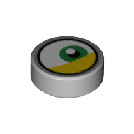 Tuile ronde 1 x 1 avec œil vert, motif imprimé paupière jaune (Tile Round 1 x 1 with Green Eye, Yellow Eyelid Print)