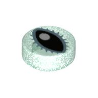 Visuel indicatif Rebrickable de Tuile ronde 1 x 1 avec l'œil noir avec le motif blanc imprimé d'pupille (Tile Round 1 x 1 with Black Eye with White Pupil Print)
