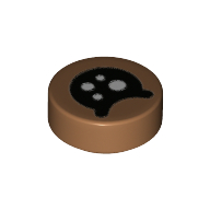 Visuel indicatif Rebrickable de Tuile ronde 1 x 1 avec œil noir, motif imprimé points blancs (Tile Round 1 x 1 with Black Eye, White Dots Print)