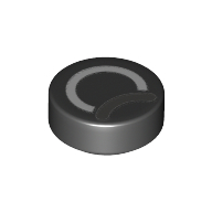 Visuel indicatif Rebrickable de Tuile ronde 1 x 1 avec motif imprimé blanc, gris foncé (œil) (Tile Round 1 x 1 with White, Dark Grey Circles (Eye) Print)