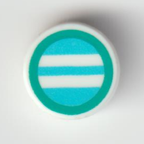 Visuel indicatif Rebrickable de Tuile ronde 1 x 1 avec Miroir, Marron foncé Motif imprimé (Tile Round 1 x 1 with Mirror, Dark Turquoise Border Print)