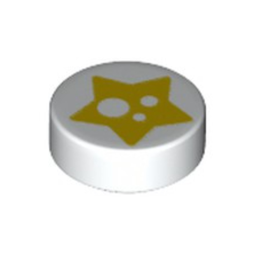 Visuel indicatif Rebrickable de Tuile ronde 1 x 1 avec motif imprimé Étoile Jaune (Tile Round 1 x 1 with Yellow Star Print)
