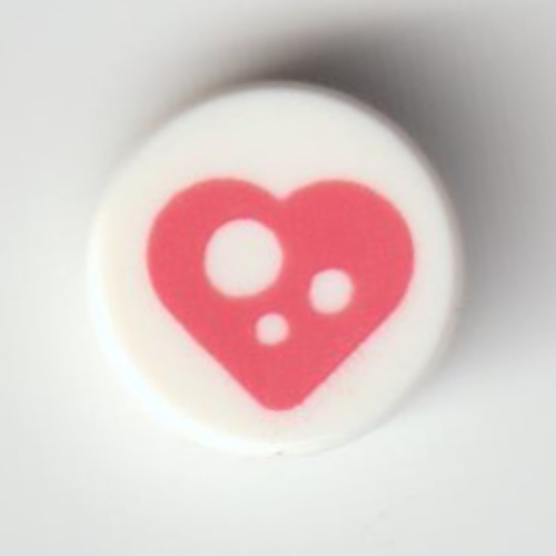 Visuel indicatif Rebrickable de Tuile ronde 1 x 1 avec motif imprimé cœur rose vif (Tile Round 1 x 1 with Bright Pink heart Print)