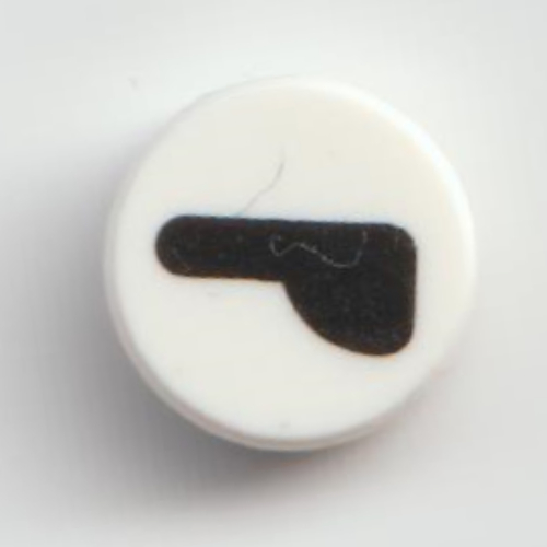 Visuel indicatif Rebrickable de Tuile ronde 1 x 1 avec motif imprimé ligne droite et quart de cercle (œil clignotant) (Tile Round 1 x 1 with Straight Line and Quarter Circle (Winking Eye) Print)