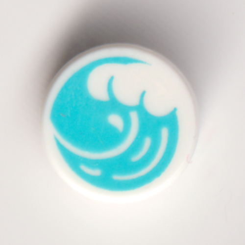 Visuel indicatif Rebrickable de Tuile ronde 1 x 1 avec motif imprimé vague azur moyen (Tile Round 1 x 1 with Medium Azure Wave Print)