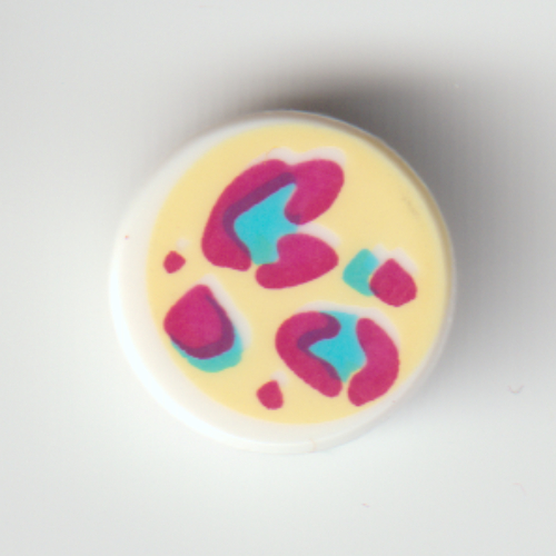 Visuel indicatif Rebrickable de Tuile ronde 1 x 1 avec motif imprimé de taches de léopard magenta/azur (Tile Round 1 x 1 with Magenta/Azure Leopard Spots Print)