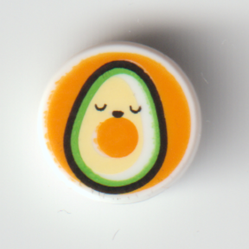 Visuel indicatif Rebrickable de Tuile ronde 1 x 1 avec avocat sur fond orange imprimé (Tile Round 1 x 1 with Avocado on Orange Background Print)