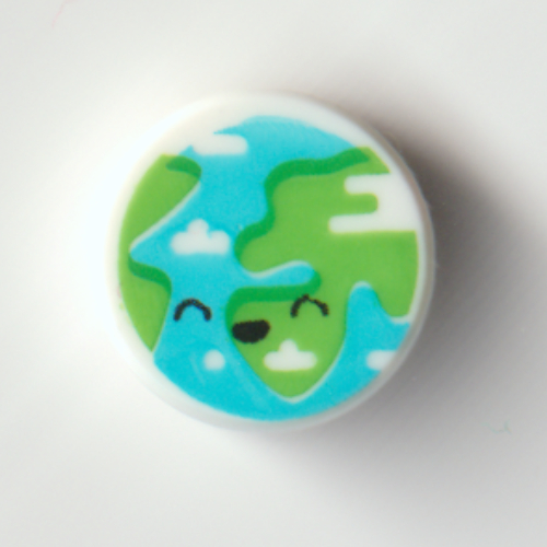 Visuel indicatif Rebrickable de Tuile ronde 1 x 1 avec Monde/Globe avec motif imprimé visage (Tile Round 1 x 1 with World/Globe with Face Print)