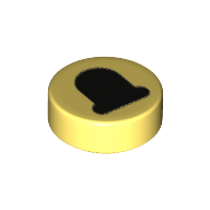 Visuel indicatif Rebrickable de Tuile ronde 1 x 1 avec motif imprimé cloche noire (Tile Round 1 x 1 with Black Bell Print)