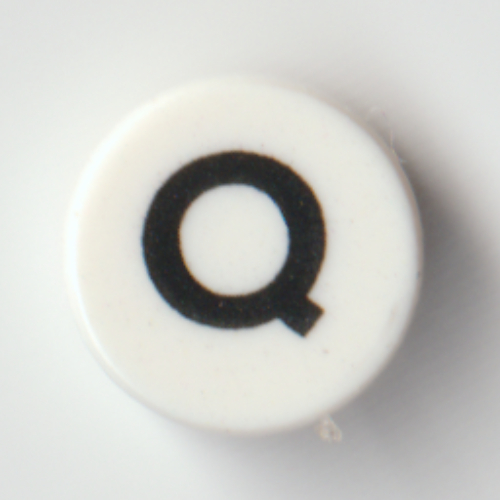 Visuel indicatif Rebrickable de Tuile ronde 1 x 1 avec motif imprimé noir 'Q' (Tile Round 1 x 1 with Black 'Q' Print)