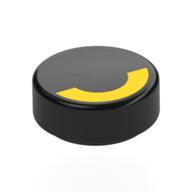 Visuel indicatif Rebrickable de Tuile ronde 1 x 1 avec demi-cercle jaune (œil fermé) motif imprimé (Tile Round 1 x 1 with Yellow Semi-Circle (Closed Eye) Print)