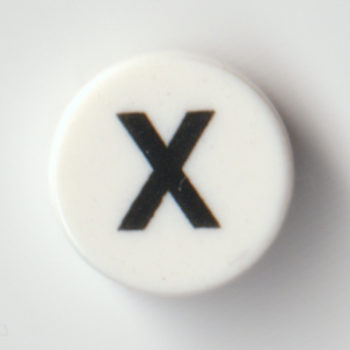 Visuel indicatif Rebrickable de Tuile ronde 1 x 1 avec motif imprimé noir 'X' (Tile Round 1 x 1 with Black 'X' Print)