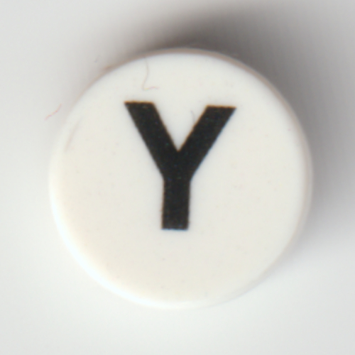 Visuel indicatif Rebrickable de Tuile ronde 1 x 1 avec motif imprimé noir 'Y' (Tile Round 1 x 1 with Black 'Y' Print)