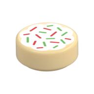 Visuel indicatif Rebrickable de Tuile ronde 1 x 1 avec motif imprimé de biscuits de Noël (Tile Round 1 x 1 with Christmas Cookie Print)