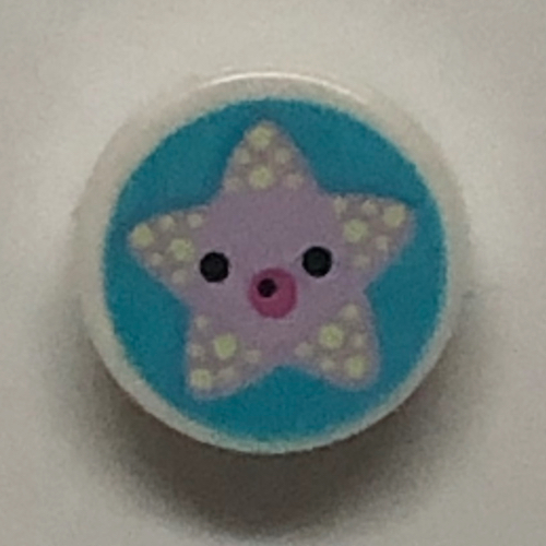 Visuel indicatif Rebrickable de Tuile ronde 1 x 1 avec Étoile de mer de lavande sur fond Azur moyen imprimé (Tile Round 1 x 1 with Lavender Sea Star on Medium Azure Background Print)