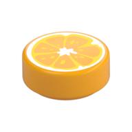 Visuel indicatif Rebrickable de Tuile ronde 1 x 1 avec motif imprimé centre/tranche orange (Tile Round 1 x 1 with Orange Center/slice Print)