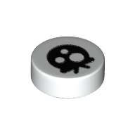 Visuel indicatif Rebrickable de Tuile ronde 1 x 1 avec œil noir, motif imprimé points blancs (Tile Round 1 x 1 with Black Eye, White Dots Print)