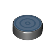 Tuile ronde 1 x 1 avec des cercles bleus moyens sur fond blanc motif imprimé (Tile Round 1 x 1 with Medium Blue Circles on White Background Print)