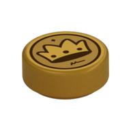 Visuel indicatif Rebrickable de Tuile ronde 1 x 1 avec motif imprimé couronne dorée (Tile Round 1 x 1 with Golden Crown Print)