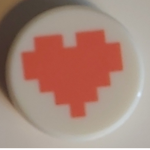 Visuel indicatif Rebrickable de Tuile ronde 1 x 1 avec motif imprimé cœur pixellisé corail (Tile Round 1 x 1 with Coral Pixelated Heart Print)
